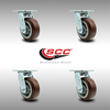Service Caster 5 Inch Stainless Steel Polyurethane Wheel Swivel Caster Set with Ball Bearings SCC-SS30S520-PPUB-4